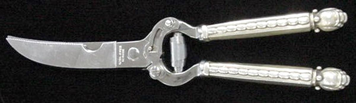 GEJ38 (Sterling) Poultry Shears with Stainless Blades by Georg Jensen (Denmark)-1
