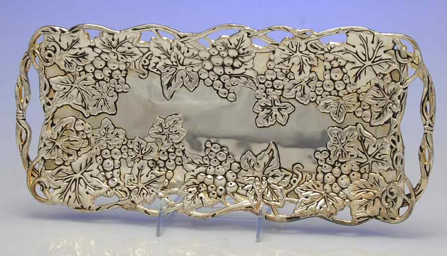 Grape (Silverplate, Hollowware) 15" Rectangular Tray by Godinger-1