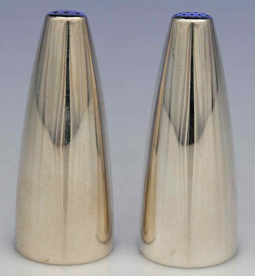 1102A (Sterling, Hollowware) Salt and Pepper Set by Georg Jensen (Denmark)-1
