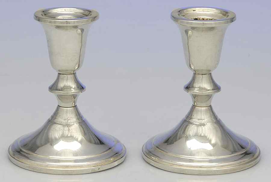 Sterling Hollowware Pair of 4" Console Candleholders by Giftamerica-1