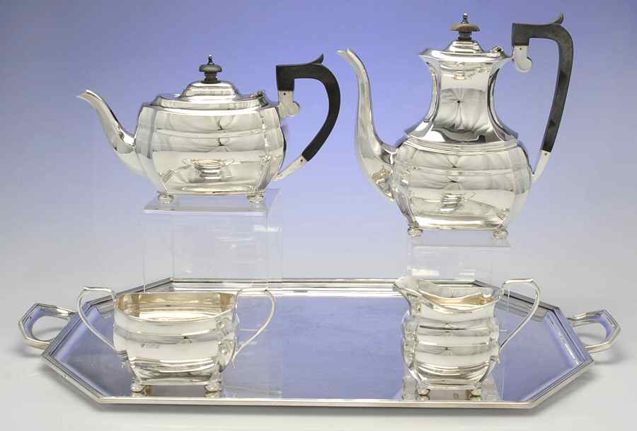 GTD4 (Sterling, Hollowware) 5 Piece Tea Set (SCP, STP, SCR, SUO, WT20CS) by Garrard & Co Ltd-1