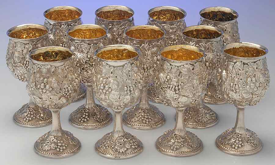 GAV4 (Sterling, Hollowware) Gold Lined Water Goblet - Set of 12 by Galmer-1
