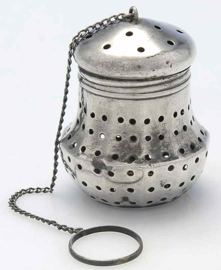 GHF1 (Sterling, Hollowware) Tea Ball with Chain by G H French & Co-1