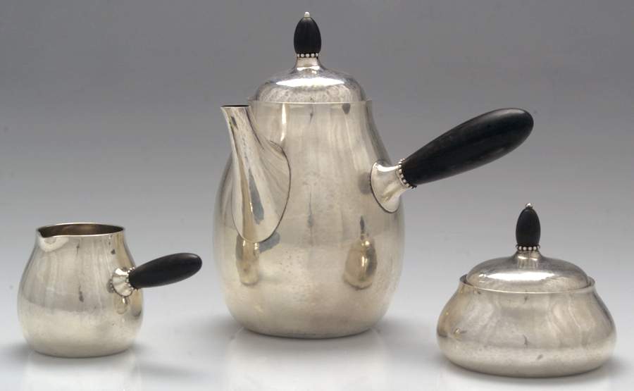 80B (Sterling, Hollowware) 3 Pc Mini Coffee Set (SCPM, SCRM, SUM) by Georg Jensen (Denmark)-1