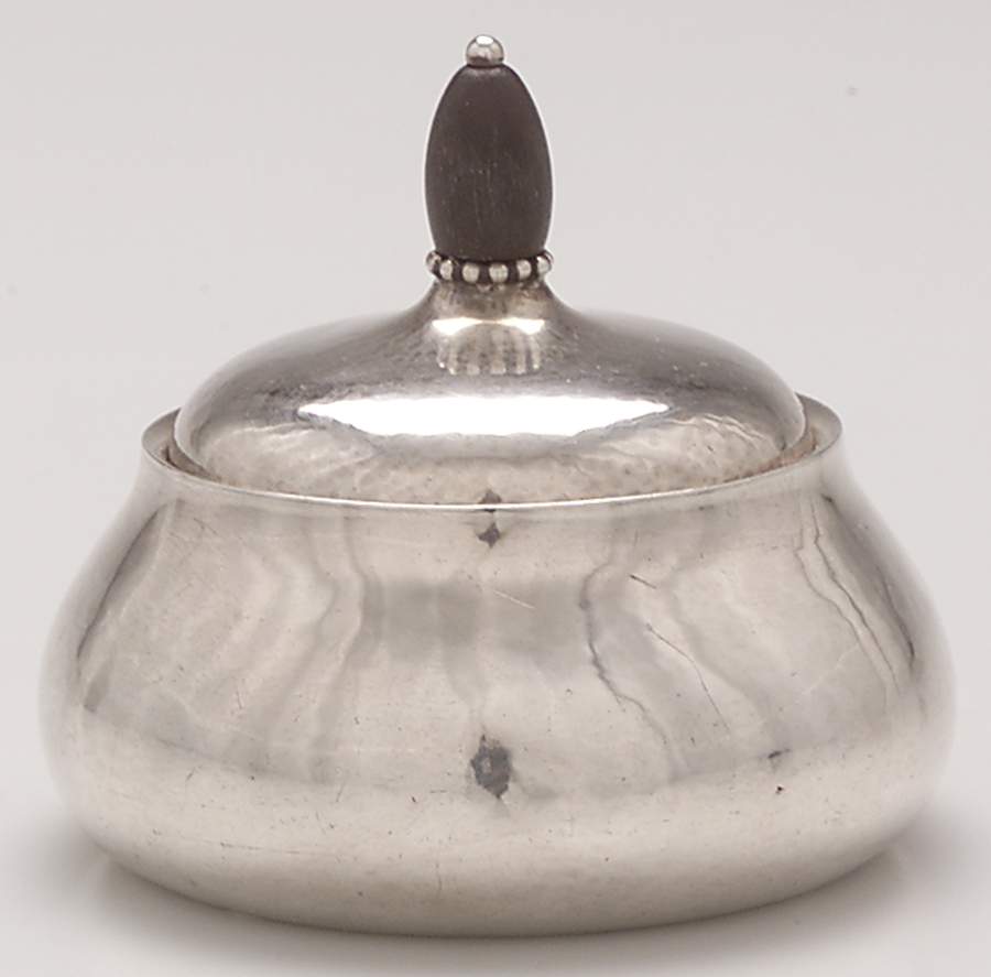 80B (Sterling, Hollowware) Mini Sugar Bowl & Lid by Georg Jensen (Denmark)-1