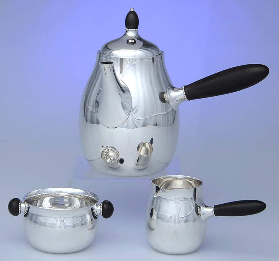 80B (Sterling, Hollowware) 3 Pc Coffee Set (SCP, SCR & SSUO) by Georg Jensen (Denmark)-1