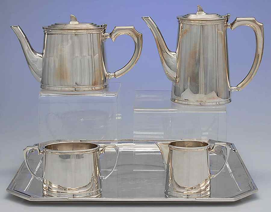 GDW1 (Sterling, Hollowware) 5 Piece Tea Set (SCP,  STP, SCR, SUO, SQTR14) by Gladwin Ltd-1