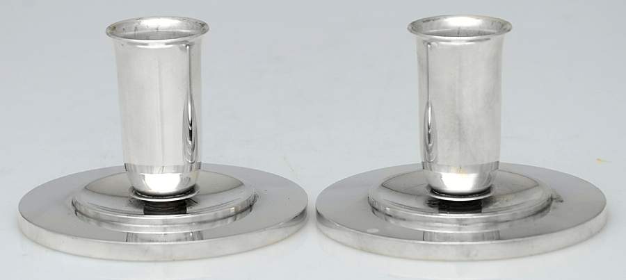 748 (Sterling, Hollowware) Pair of 2" Console Candleholders by Georg Jensen (Denmark)-1