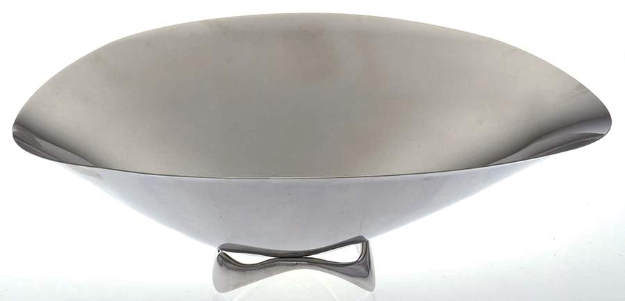 Henning Koppel (Stainless, Hollowware) 16" Footed Round Bowl by Georg Jensen (Denmark)-1