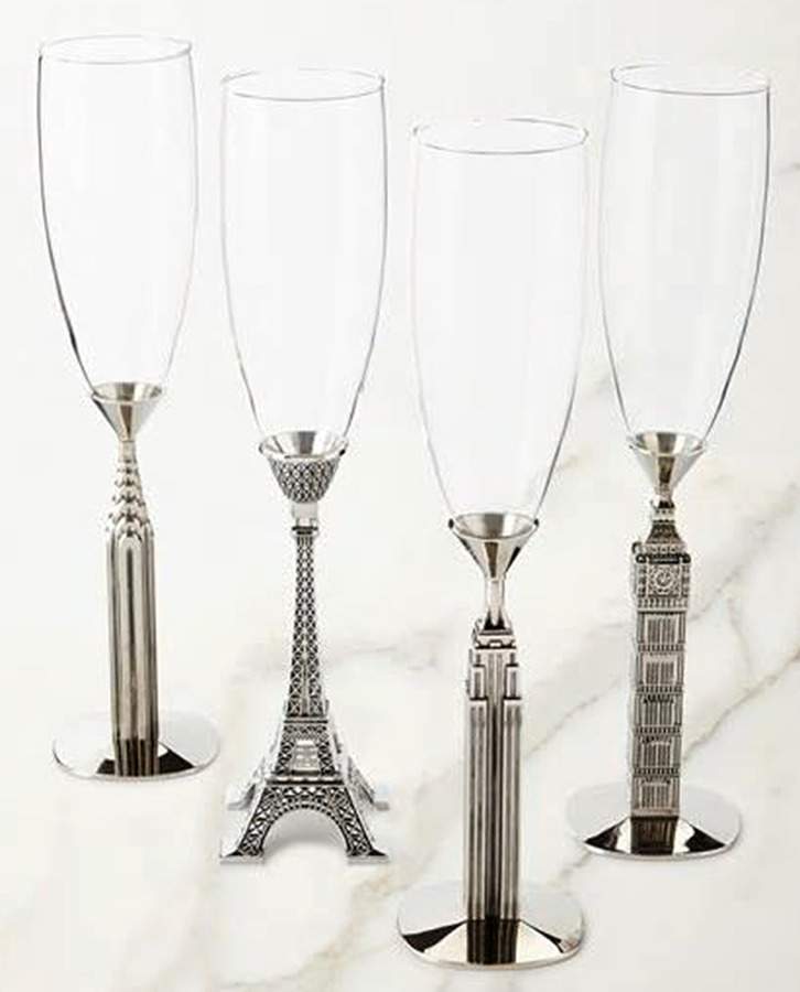 Traveler (Nickelplate, Hollowware) Glass & Silver Champagne Flute by Godinger-1
