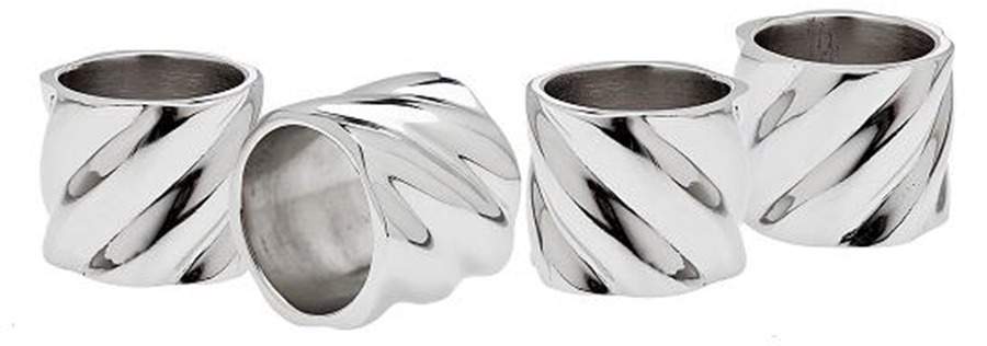Hillcrest (Nickelplate, Hollowware) Napkin Ring - Set of 4 by Godinger-1