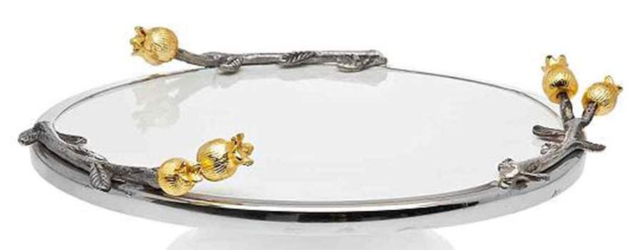 Golden Blossom (Stainless, Hollowware) 10" Diameter Pedestal Cake Stand by Godinger-1