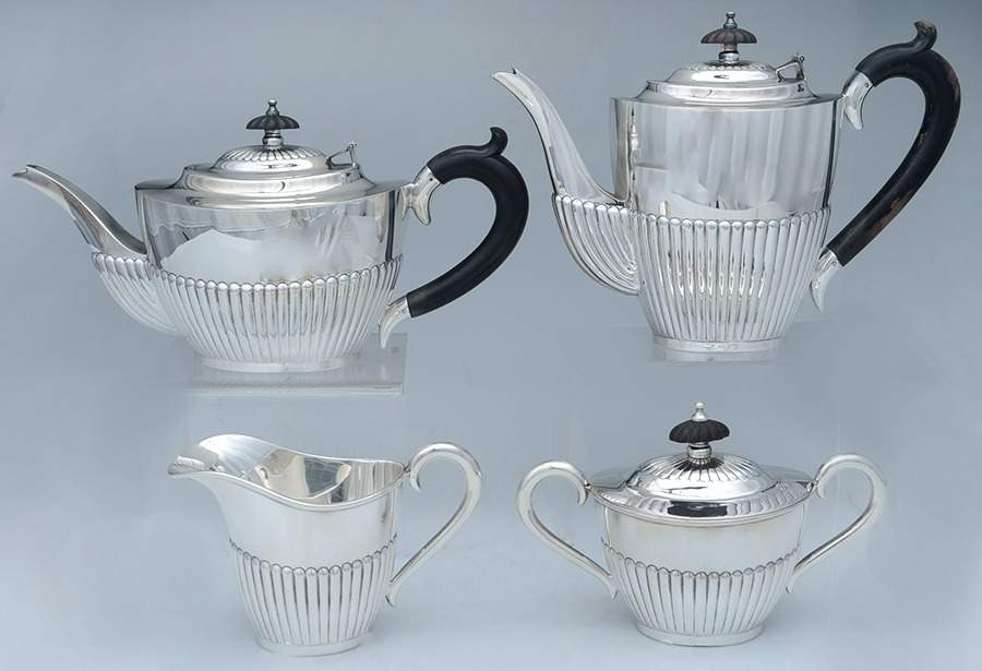 GYSGYS1 (Sterling, Hollowware) 4 Piece Tea Set (SCP, STP, SCR, SSU) by Gearys-1