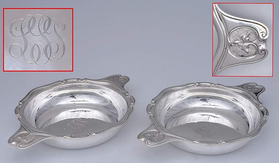 8003A-226 (Sterling, Hollowware) Pair of 10" Round Handled Bowls by Grogan Co-1