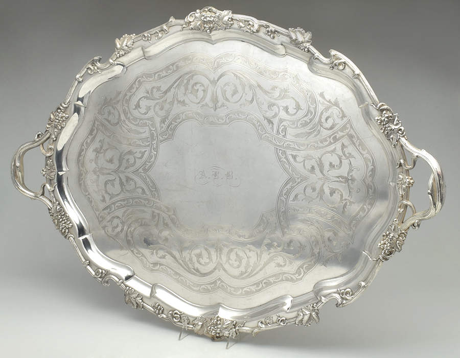 GGY3 (Coin, Hollowware) 28" Complimentary Silverplate Waiter Tray by George Doty-1