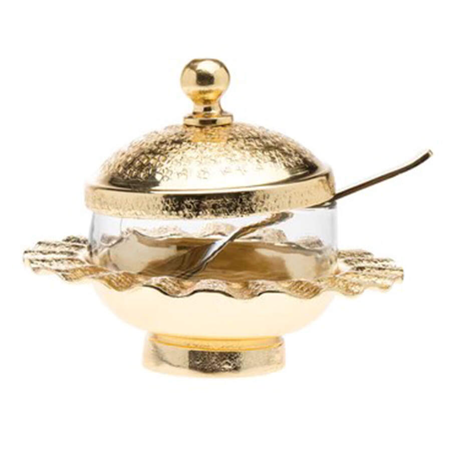 Judaica (Hollowware, Stainless) Jam Jar & Lid with Spoon by Godinger-1