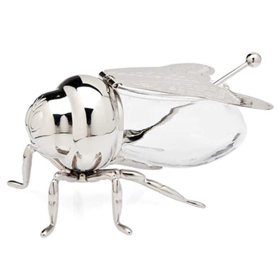 Judaica (Hollowware, Stainless) Bee Shape Honey Pot with Spoon by Godinger-1