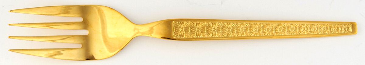 Golden Trocadero (Gold Electroplate) Individual Salad Fork by Hanford Forge-1