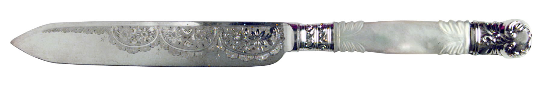 Pearl Handle Flatware 1(Silverplate) Individual Fish Knife with Silverplate Blade by Harry Moss-1