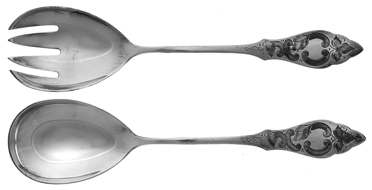 HNE1 (Silverplate) (2 Pc) Solid Salad Set by Hanseat-1