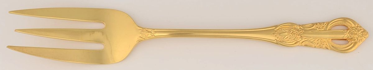 Princeton-Gold (Gold Electroplate) Large Solid Cold Meat Serving Fork by Hanford Forge-1