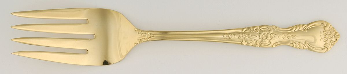 Golden Versailles (Gold Electroplate) Large Solid Cold Meat Serving Fork by Home Concepts-1