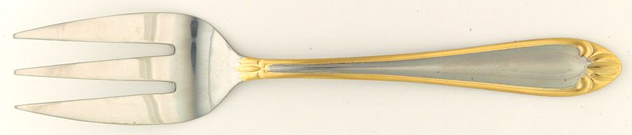 Abigail-Gold Accent (Stainless) Medium Solid Cold Meat Serving Fork by Hampton Silversmiths-1