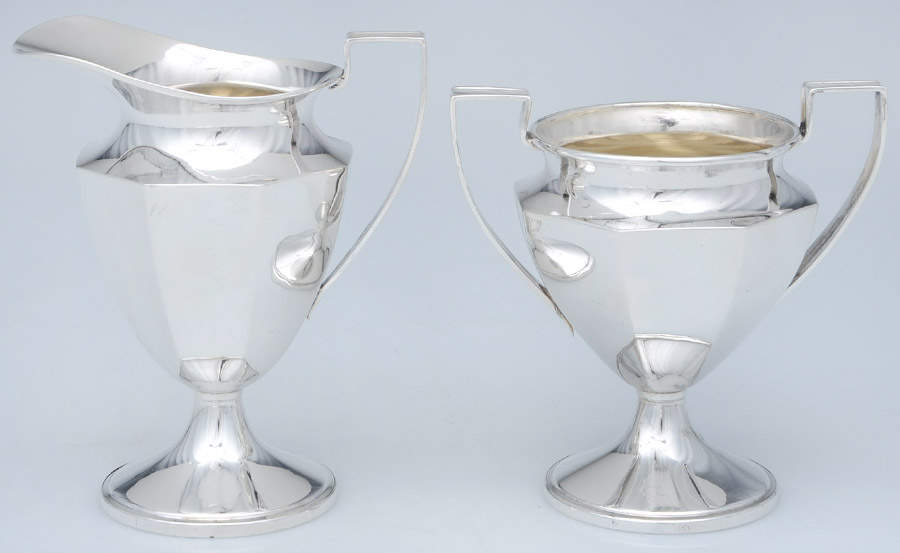 19 (Sterling, Hollowware) Weighted Mini Creamer and Open Sugar by Hamilton Silver-1