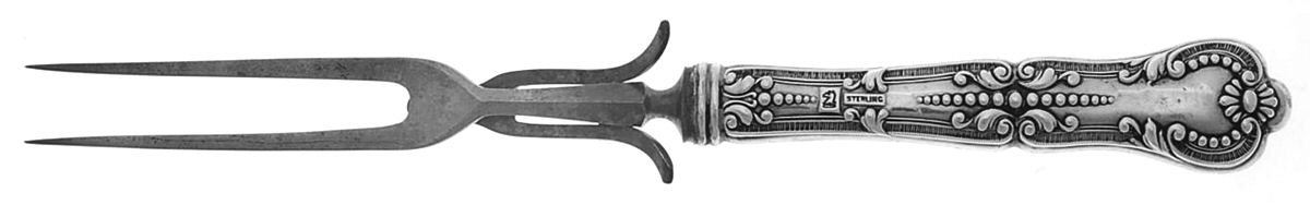 HCU2 (Sterling) Small Steak Carving Fork with Stainless Prongs by H H Curtis & Co-1
