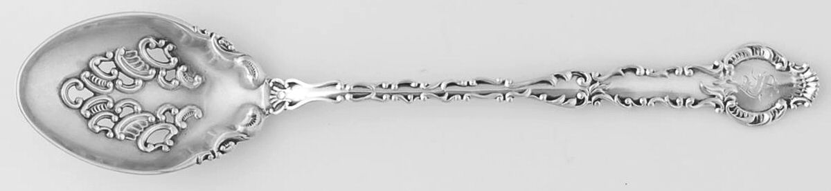 HCU3 (Sterling) Pierced Bowl Short Handle Olive Spoon by H H Curtis & Co-1