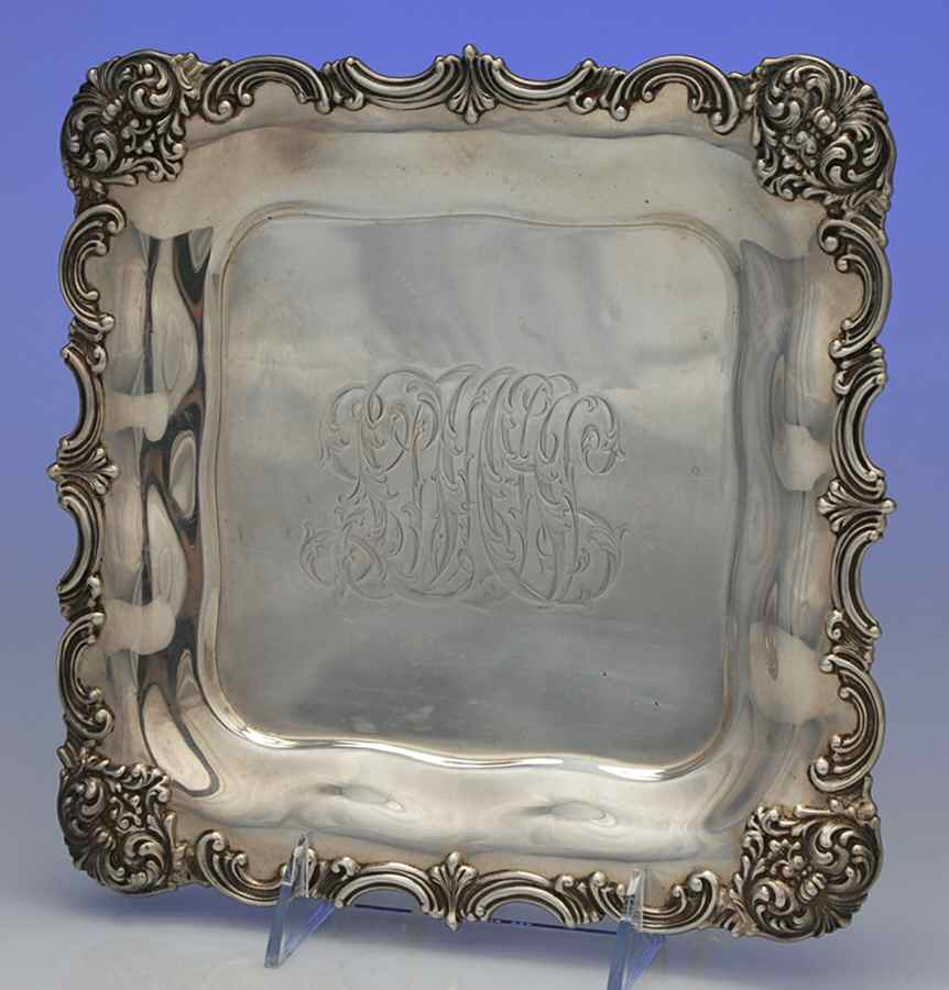 5874 (Sterling, Hollowware) Square Sterling Sandwich Plate by Hyman Berg & Co-1