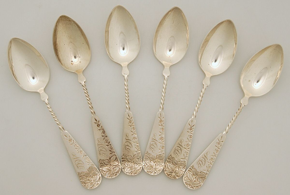 HMD16 (Sterling) Monogram Teaspoon - Set of 6 by Hamilton & Diesinger-1