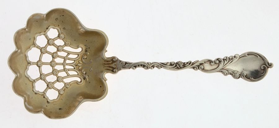 HCU6 (Sterling) Solid Bon Bon Spoon with Pierced Bowl by H H Curtis & Co-1