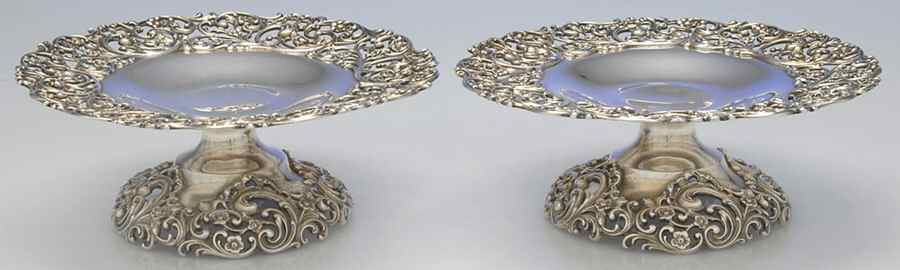 863 (Sterling, Hollowware) Pair of Sterling Compotes by Howard & Co-1