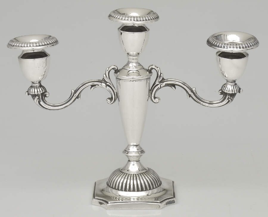 Georgian (Sterling, Hollowware) Weighted 3 Light Candelabra by Hunt Silver Co-1