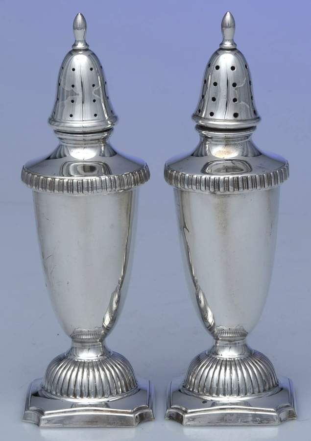 Georgian (Sterling, Hollowware) Salt and Pepper Set by Hunt Silver Co-1