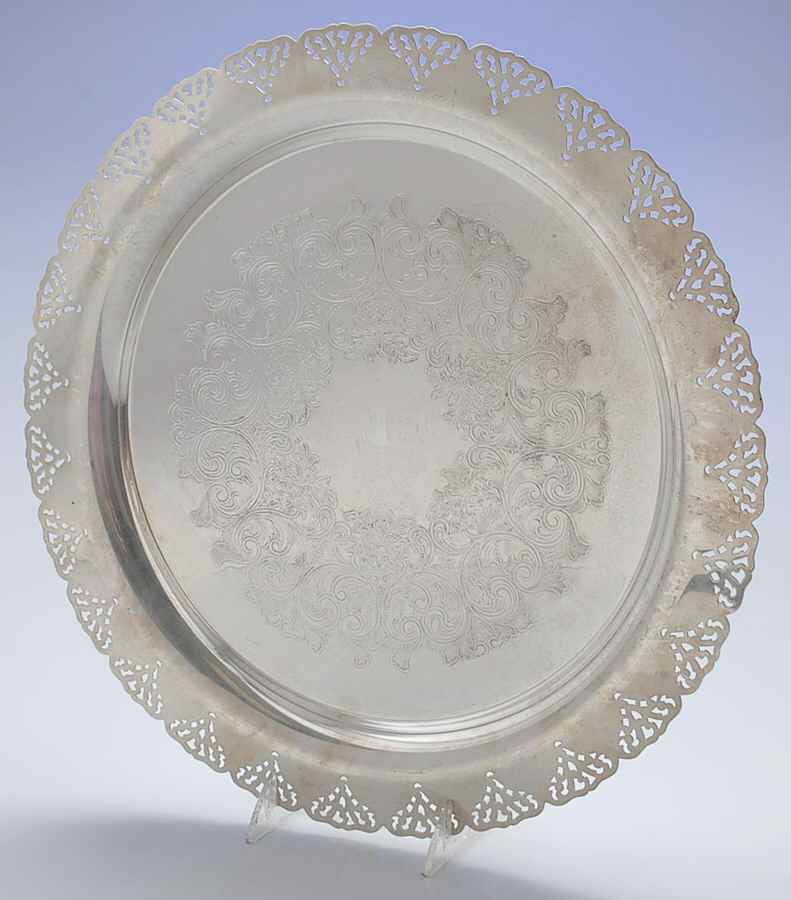H2D1 (Silverplate, Hollowware) 14" Round Tray by Home Decorators Inc-1
