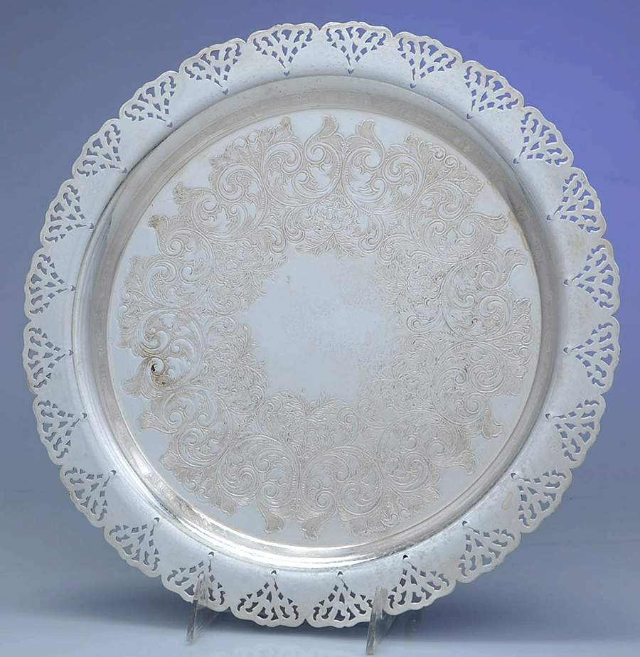 H2D1 (Silverplate, Hollowware) 12" Round Tray by Home Decorators Inc-1