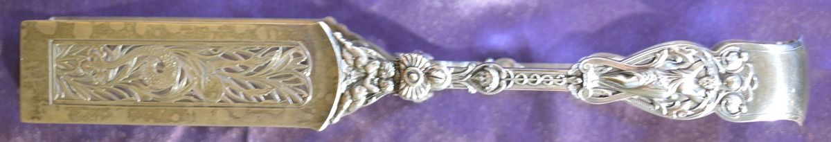 H4R1 (Sterling) Solid Yoked Asparagus Tongs by Hunt & Roskell-1