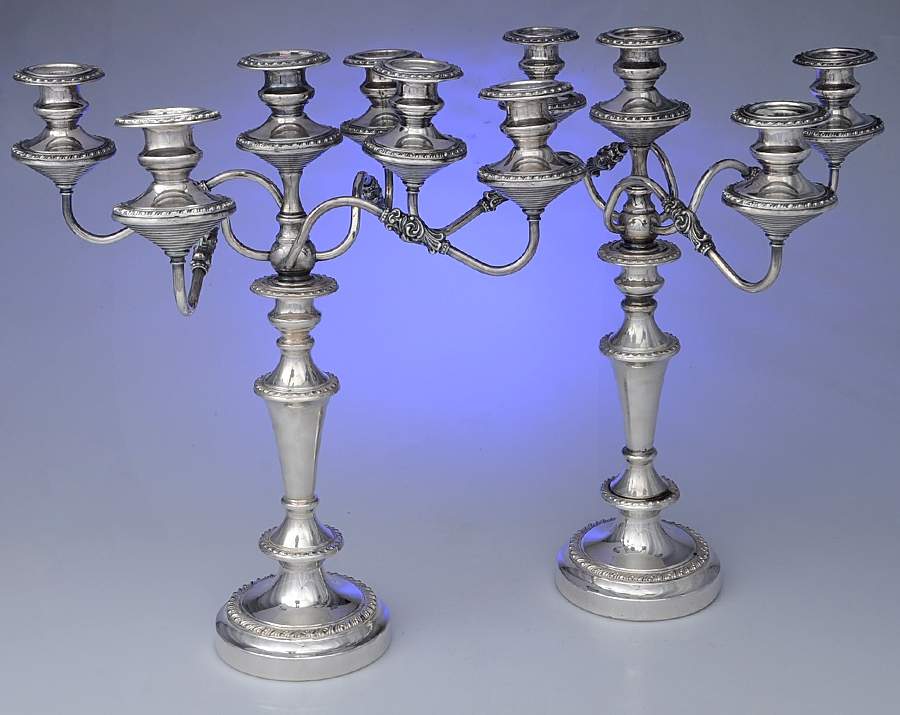 Silverplate Hollowware Pair of Large 5 Light Candelabras by Hartford Sterling Co-1