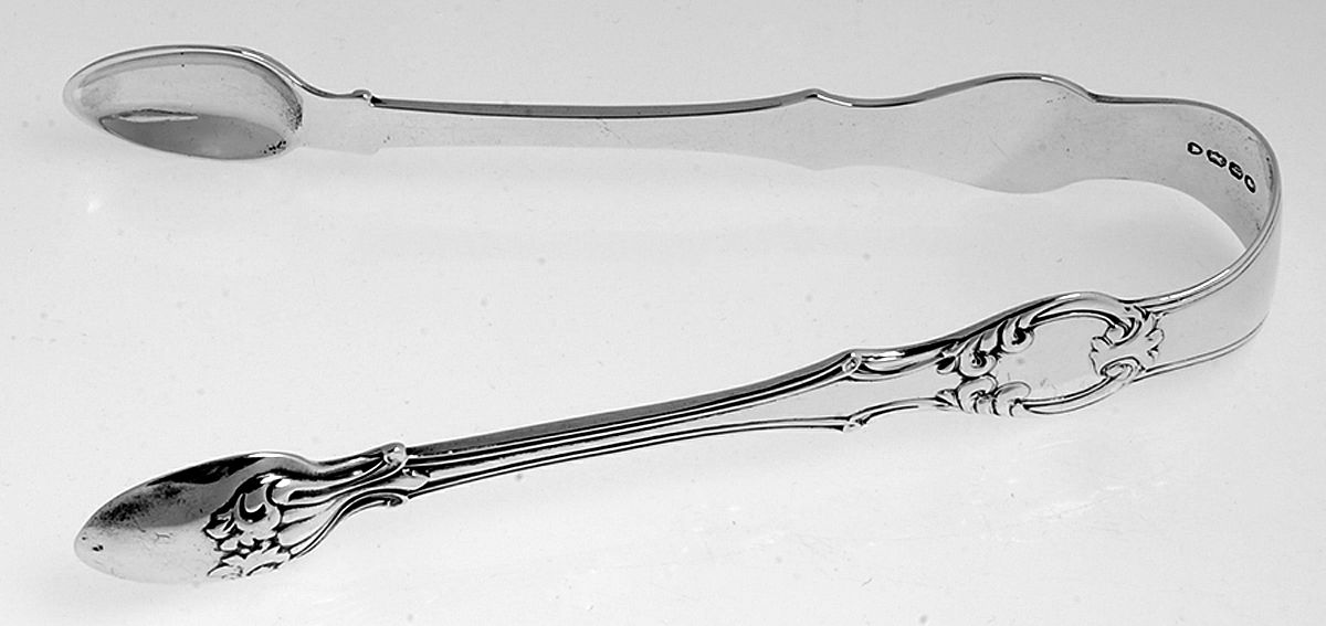 H6C2 (Sterling) Large Sugar Tongs by Samuel Hayne & Dudley Cater-1