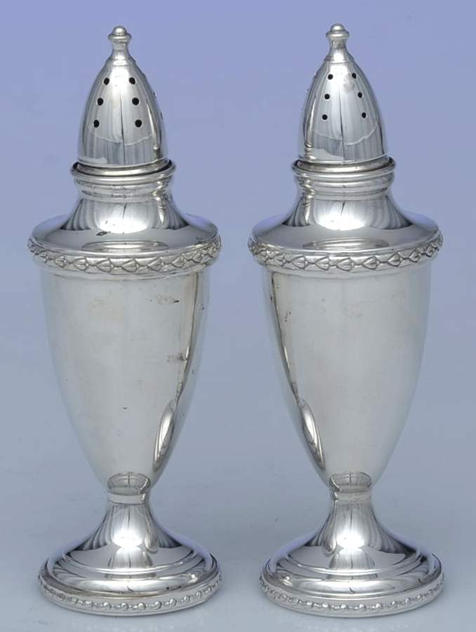 1403 (Sterling, Hollowware) Weighted Salt and Pepper Set by Hunt Silver Co-1