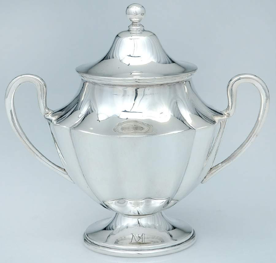 H0SH0S1 (Sterling, Hollowware) Sugar Bowl & Lid by Heather Silversmiths (Mexico)-1