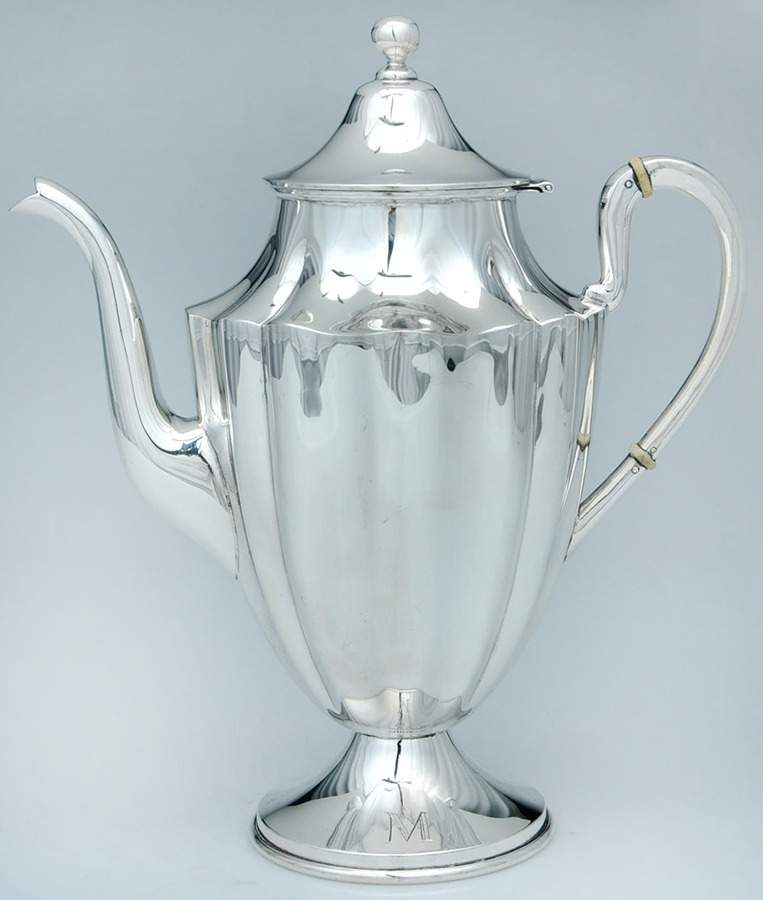 H0SH0S1 (Sterling, Hollowware) Coffee Pot by Heather Silversmiths (Mexico)-1