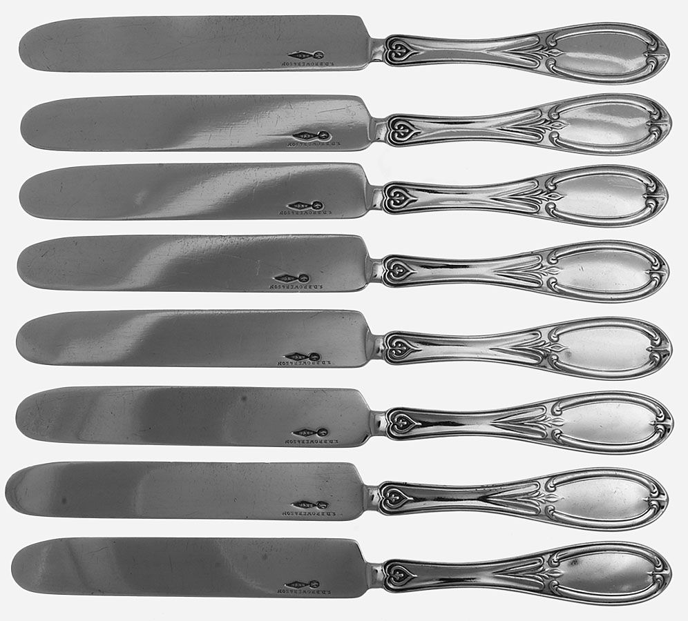 Coin Silver Flatware (Set of 8) Solid Dessert/Tea Knife by Hall,Hewson &Brower-2