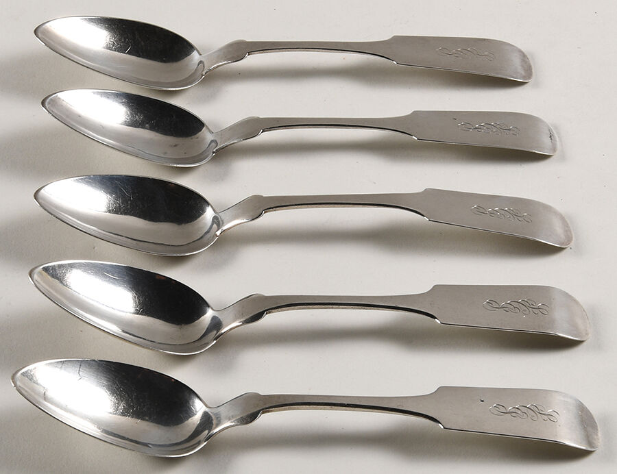 Coin Silver Flatware Tablespoon (Serving Spoon) - Set of 5 by Hayden & Whilden-1