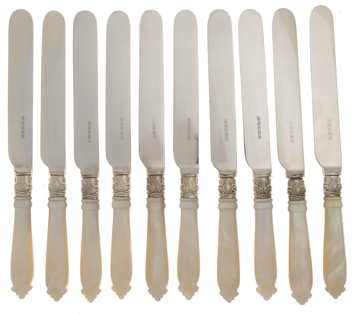 Pearl Handle 5 (Silverplate) (Set of 10) Dessert Knife with Silverplate Blade by Harrison Bros & Howson-1