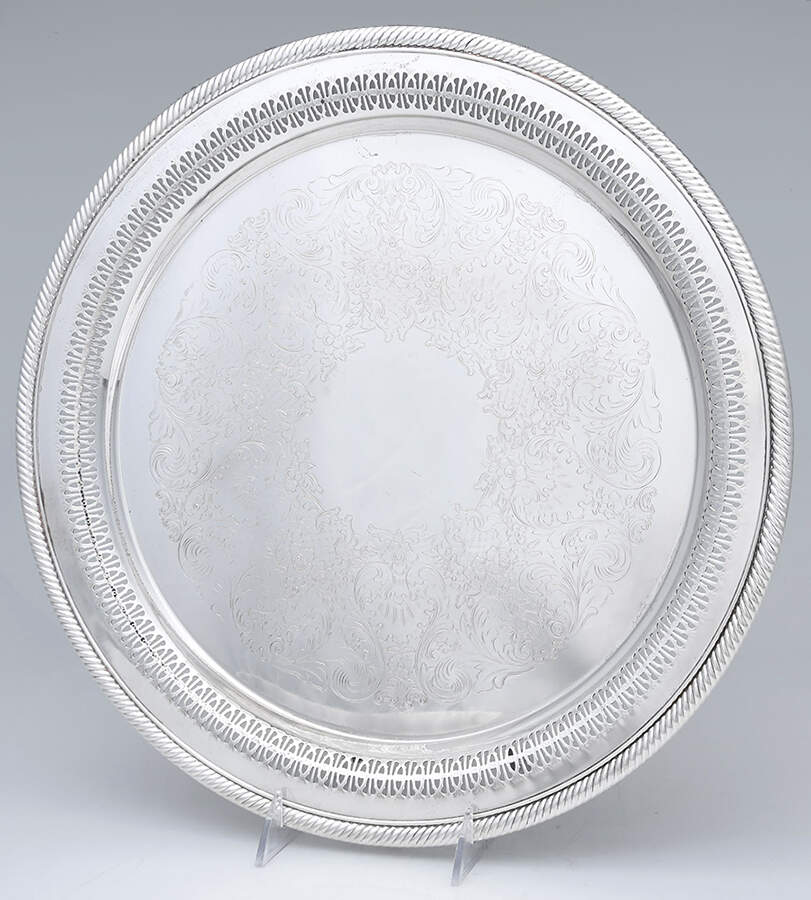 Castleton (Silverplate, Hollowware) 15" Pierced Round Tray by International Silver-1