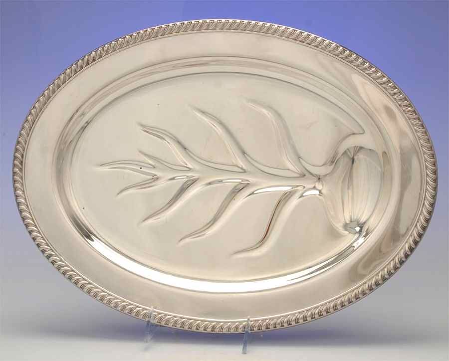 Castleton (Silverplate, Hollowware) Small Plated Meat Platter with Well by International Silver-1