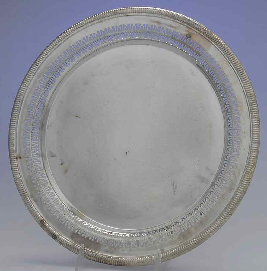 Castleton (Silverplate, Hollowware) Medium Chased Round Tray by International Silver-1